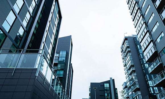 apartments in a commercial area